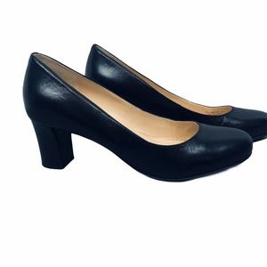 Cole Haan Edie Low Pump Heels Black Leather 7